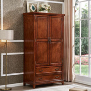 高档美式实木单门衣柜60CM宽小户型家用卧室储物柜入户带镜子小挂