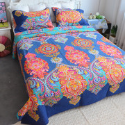 flowering密缝纯棉床盖，绗缝被三件套全棉衍缝被夹棉床单防皱褥子