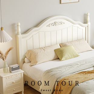 床实木床现代简约1.8米床欧式主卧双人床出租房，床美式床架单人床