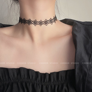 不掉色黑色蕾丝choker颈链女项圈钛钢配件百搭短款项链颈带锁骨链