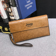 jeep吉普男士皮夹钱包，韩版简约多卡位青年休闲大容量手拿包手抓包
