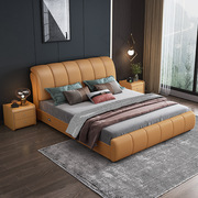 现代简约皮床双人床1.8米小户型大床储物科技布床耐用三抽软体床