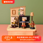 音乐盒木质八音盒猫咪钢琴送男孩女友生日新年情人节礼物