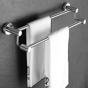 304不锈钢免打孔卫生间毛巾架高低双杆浴室挂杆厕所浴巾置物架