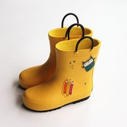 儿童雨鞋中筒防滑透气舒适柔软橡胶雨靴卡通，小孩学生宝宝水鞋黄色