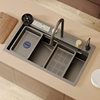 飞雨瀑布水槽304不锈钢加厚厨房，家用多功能洗碗菜盆池手工大单槽