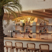 新中式吊灯餐厅饭店餐桌吧台灯，设计师创意复古竹编民宿禅意茶室灯