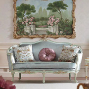 法式田园风格简约宫廷风布艺沙发轻奢复古风欧式实木雕花沙发组合