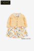 Next英国婴童黄色开衫花朵短袖连衣裙娃娃领针织礼服M45-999