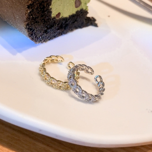 轻奢锆石戒指女小众设计麻花链条食指戒指女时尚个性素圈尾戒指环
