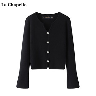 拉夏贝尔/La Chapelle秋季性感V领纯色针织衫女修身显瘦毛衣