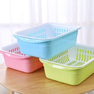 双层洗菜篮子沥水篮，大号塑料家用洗水果盘，厨房长方形洗菜盆碗筷架