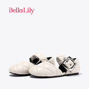 BellaLily2024春季小香风玛丽珍鞋女羊皮单鞋平底面包凉鞋
