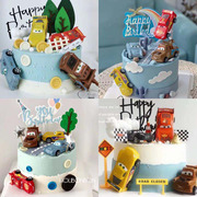男孩生日蛋糕装饰摆件迷你小汽车总动员儿童甜品台装扮烘焙插件