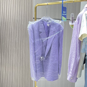 欧阳娜娜郑秀妍同款羊毛外套美式西装早秋紫色宽松港风气质女上衣