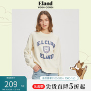 Eland衣恋字母印花圆领卫衣女清新宽松休闲上衣春季