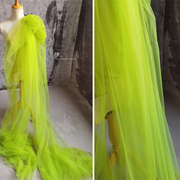 果绿色网纱布料 服装高档婚纱布料定制diy窗帘汉服装设计师面料
