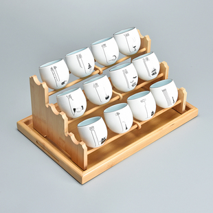 中式茶杯套装家用待客小杯子陶瓷茶碗茶具喝茶专用主人杯古风酒杯