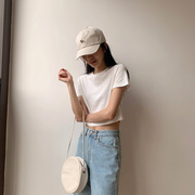 白色上衣夏装甜美性感短袖2021网红t恤女ins超火短款显瘦上衣夏季