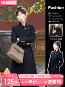 新中式赫本风气质黑色连衣裙子秋装女2023年高级感长袖西装裙