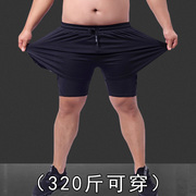 大码假两件运动短裤男士夏季跑步训练双层防走光加肥加大320斤7XL