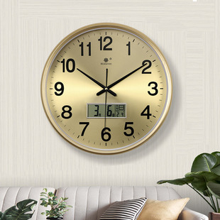 七王星简欧式钟表挂钟客厅时钟，中式静音时尚家用石英钟表挂墙上