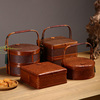 竹编提盒户外茶盒茶盘套装席编茶具盒中式双层食盒便携旅行竹提篮