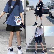短袖短裤运动服套装女夏季薄款学生韩版宽松酷酷风百搭休闲两件套