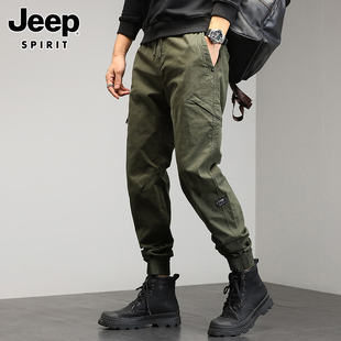 jeep吉普休闲裤男士春季潮牌束脚多口袋长裤宽松工装，裤子男裤