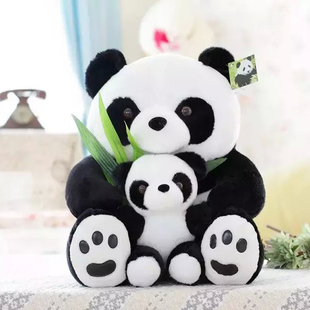 大熊猫公仔母子熊猫父子玩偶，亲子礼物小熊猫娃娃，毛绒玩具定制logo