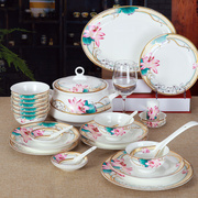 景德镇高档盘碗餐具56头骨瓷，餐具套装家用碗碟，陶瓷器中式碗盘