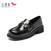 春秋季红蜻蜓乐福女士皮单鞋B33002211豆豆休闲B33002212粗跟舒适