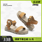 jeep外穿厚底松糕凉鞋女2023夏季一字带坡跟时装沙滩罗马凉鞋