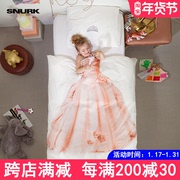 Snurk床品套件纯棉公主粉全棉儿童床上用品三件套女卡通被罩被套