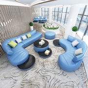 现代简约真皮沙发头层牛皮客厅弧形组合个性创意时尚异形皮艺沙发