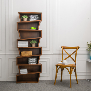 实木个性书柜置物架简约现代展示柜架，书架组合家用创意落地收纳架