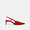 zabatana2024春夏季法式高跟鞋，漆皮单鞋红色尖头后空细跟凉鞋女