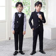 儿童西装礼服秋款韩版帅气演出西服男童钢琴，主持人长袖背带裤套装