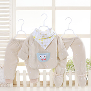 新生儿衣服套装纯棉夹棉三件套婴儿保暖满月衣服，新生儿薄棉衣全棉