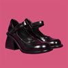 法式玛丽珍鞋小众设计圆头，黑色高跟鞋日系学院，风粗跟圆头小皮鞋