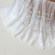 白色网纱刺绣蕾丝花边浪漫衣边裙摆窗帘花边，辅料38cm宽中