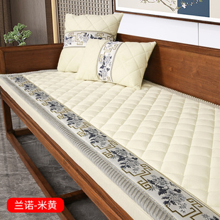 中式实木红木沙发坐垫，冬季加厚毛绒，防滑皮沙发垫套罩灰色