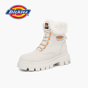 dickies马丁靴女2023年冬季加绒保暖雪地靴，厚底短靴增高工装靴女