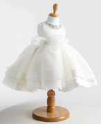 新儿童婚纱礼服蓬蓬裙女童演出花童白色周岁公主裙表演主持钢