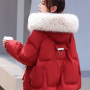 时尚大毛领羽绒棉服，女短款冬季韩版宽松加厚保暖小个子棉衣外套潮