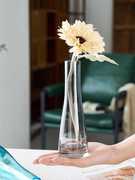 诺肯小清新玻璃透明小花瓶桌面插花玫瑰假花小口，细长花器客厅迷你