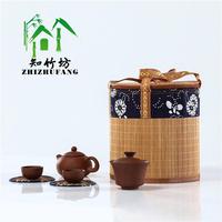 竹编圆形普洱茶七子饼包装盒，茶叶盒罐茶叶7子，桶收纳茶桶竹篮