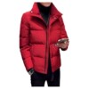 欧洲站红色羽绒棉服，男冬季高端时尚韩版潮流，加厚休闲棉袄外套