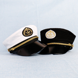 儿童海军帽春夏季学生表演全棉平顶帽水手船长帽少年演出帽子