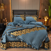 床上用品加厚保暖水晶绒四件套加绒法兰绒床单被套珊瑚绒花边床盖